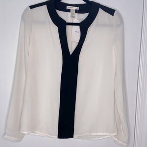 Mango Suit Black and White Blouse Shirt
